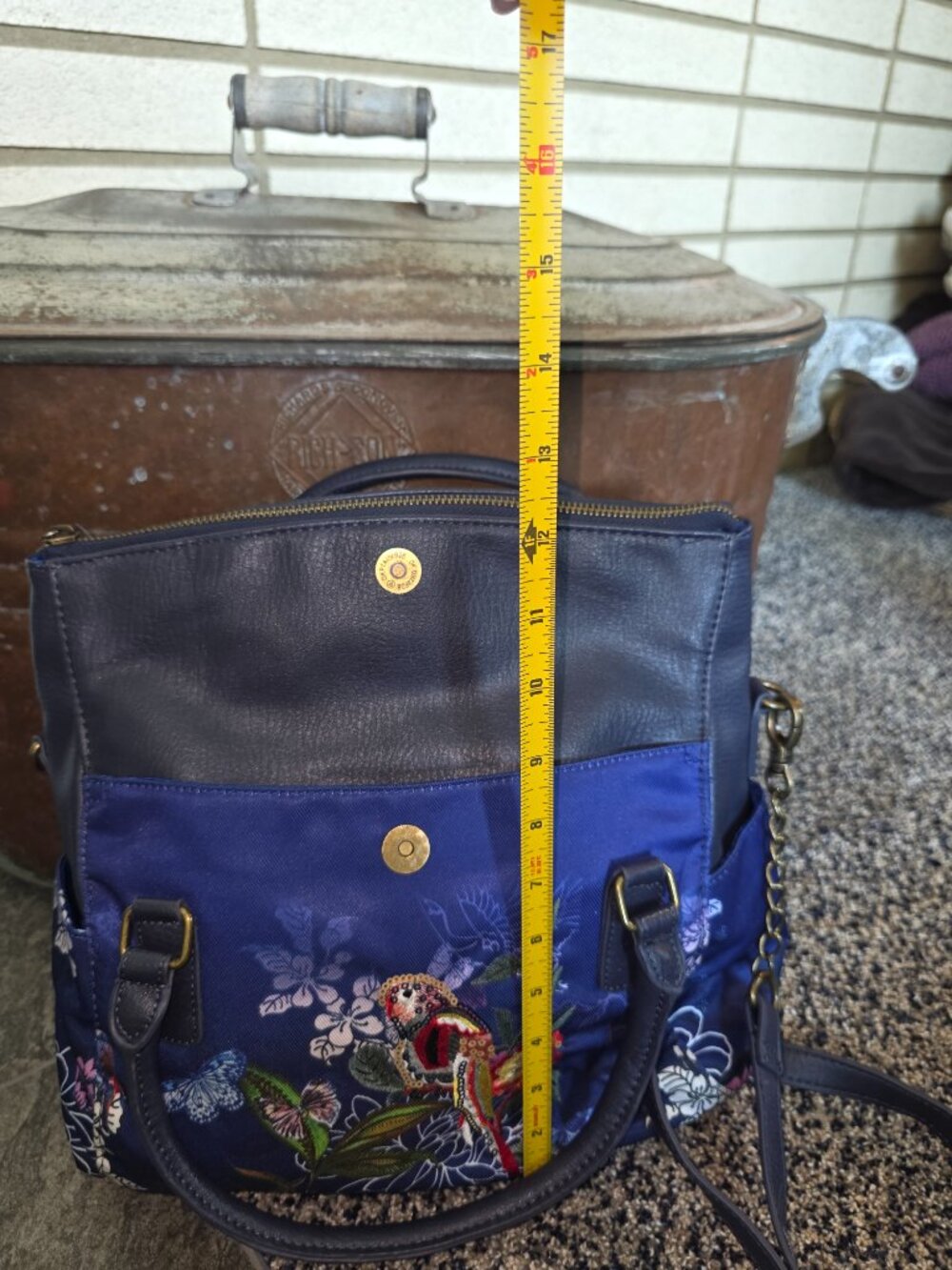 Desigual Birdpalm Loverty Blue Embroidered Sequin Hobo Bag Floral ✨ - Picture 11 of 13